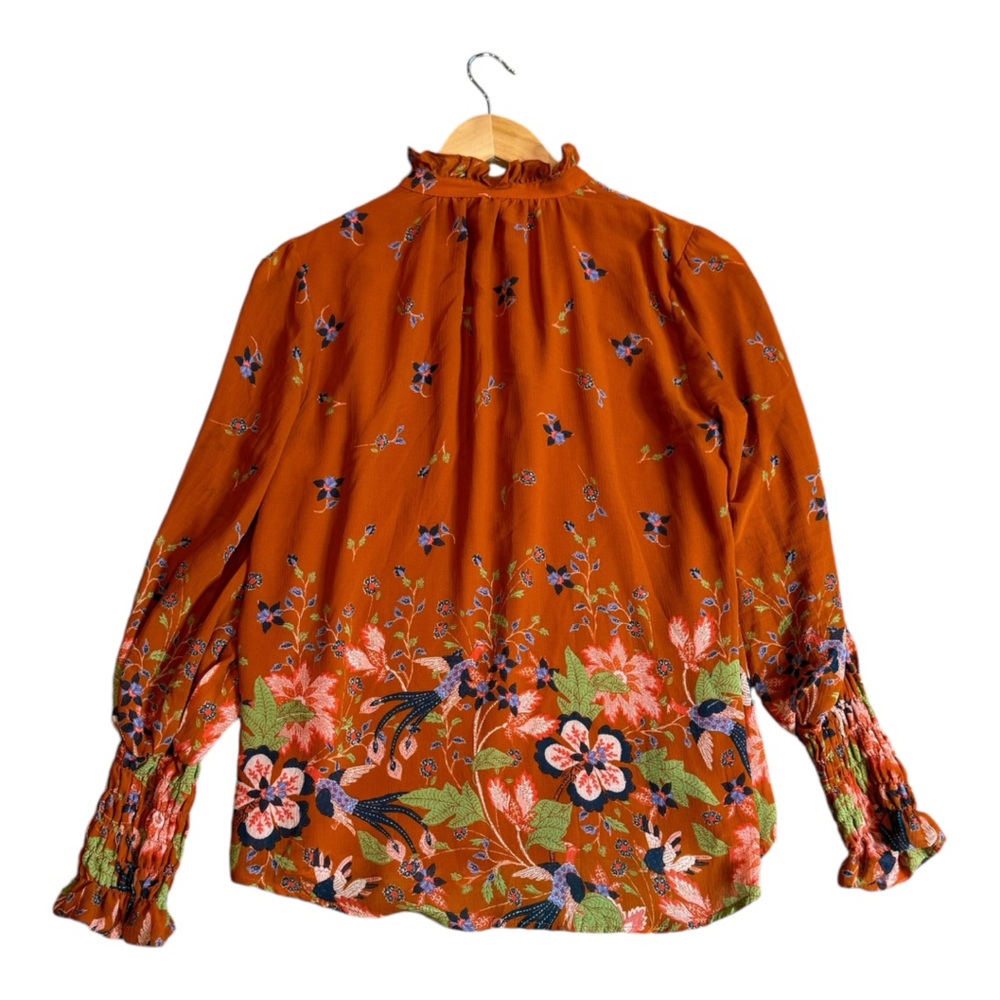 By Anthropologie Floral Chiffon Blouse size XS - Picture 9 of 15